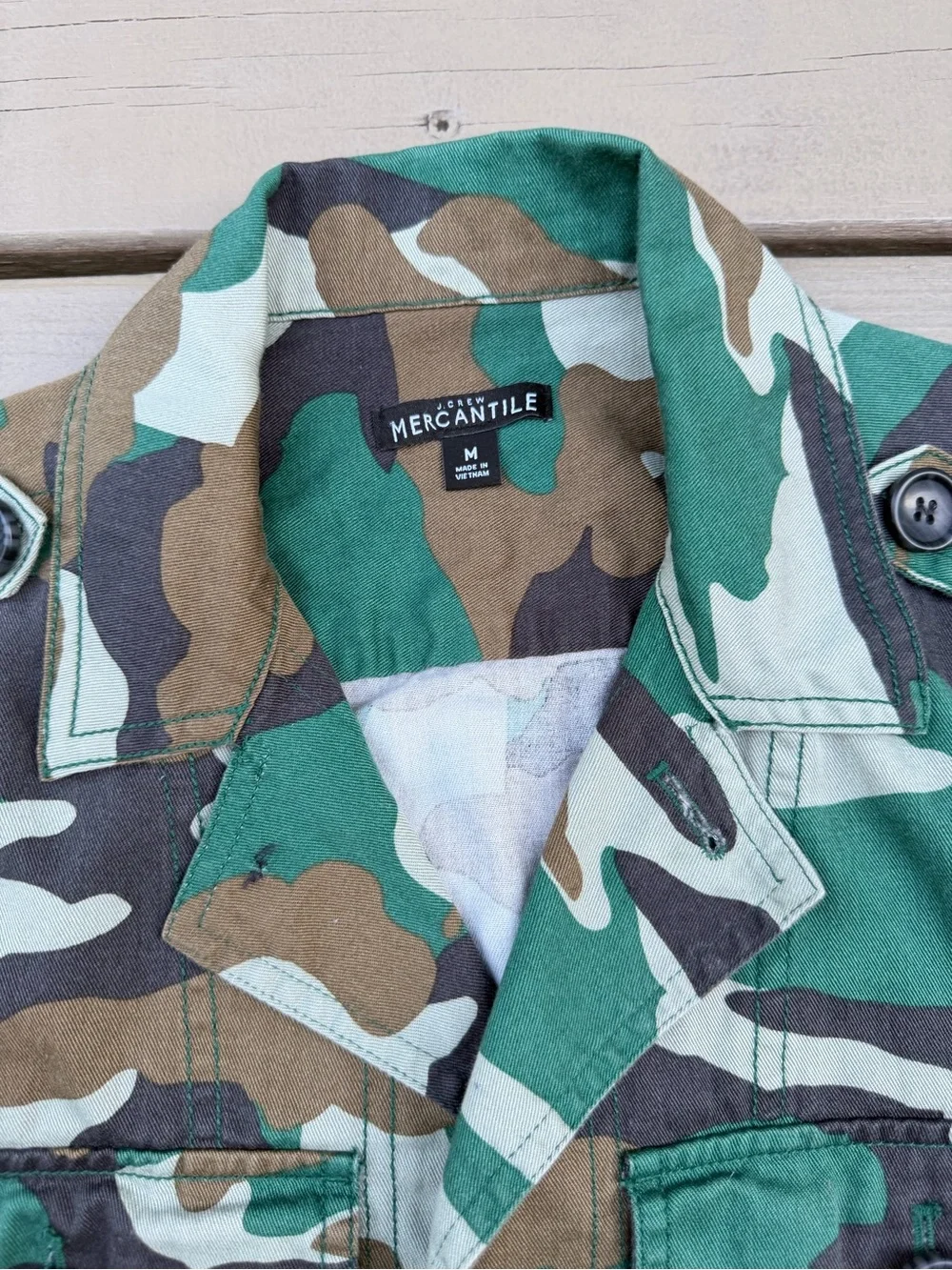 J. Crew Mercantile Camo Camouflage Utility Shirt Jacket Military Army size M
